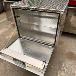 Diamond plate truck or trailer storage box